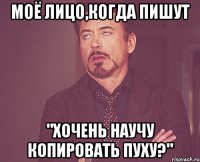 Моё лицо,когда пишут "Хочень научу копировать пуху?"