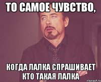 То самое чувство, когда лалка спрашивает кто такая лалка