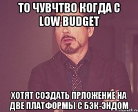 То чувчтво когда с Low Budget хотят создать прложение на две платформы с бэк-эндом