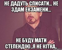 не дадуть списати... не здам екзамени... не буду мати степендію..я не кітка..