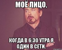 Моё лицо, Когда в 6:30 утра я один в сети.