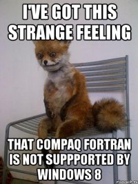 I've got this strange feeling that Compaq Fortran is not suppported by Windows 8