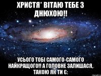 Христя* Вітаю тебе з Днюхою!! Усього тобі самого-самого найкращого!! А головне залишася, такою як ти є: