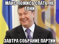 Макс ложись спать, не гони Завтра собрание партии