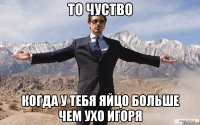 то чуство когда у тебя яйцо больше чем ухо Игоря