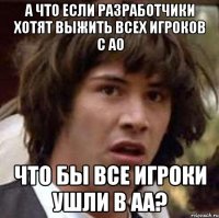 А что если разработчики хотят выжить всех игроков с АО что бы все игроки ушли в АА?