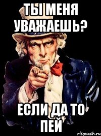 ты меня уважаешь? если да то пей