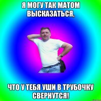 я могу так матом высказаться, что у тебя уши в трубочку свернутся!