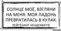 Солнце моё, взгляни на меня: Моя ладонь превратилась в кулак. Лейтенант Неадекват©