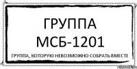 группа МСб-1201 группа, которую невозможно собрать вместе