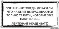 Ученые - китоведы доказали, что на берег выбрасываются только те киты, которые уже накупались. Лейтенант Неадекват©