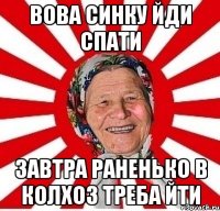 Вова синку йди спати завтра раненько в колхоз треба йти