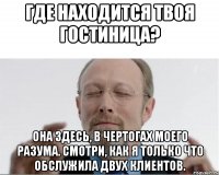 Где находится твоя гостиница? Она здесь, в чертогах моего разума. Смотри, как я только что обслужила двух клиентов.