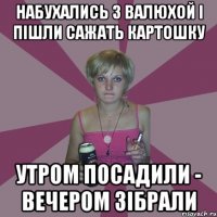 набухались з валюхой і пішли сажать картошку утром посадили - вечером зібрали