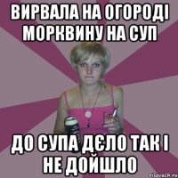 Вирвала на огороді морквину на суп до супа дєло так і не дойшло