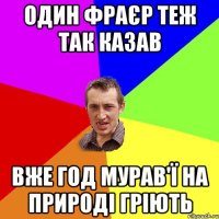 Один фраєр теж так казав Вже год мурав'ї на природі гріють