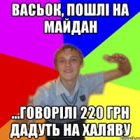 васьок, пошлі на майдан ...говорілі 220 грн дадуть на халяву