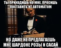 ТЫ приходишь ко мне, просишь поставить ИТ автоматом Но даже не предлагаешь мне шардоне розы и сасай