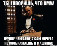 Ты говоришь, что BMW лучше чем Audi, а сам ничего не соображаешь в машинах