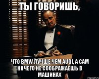 Ты говоришь, что BMW лучше чем Audi, а сам ничего не соображаешь в машинах