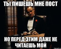 Ты пишешь мне пост но перед этим даже не читаешь мой