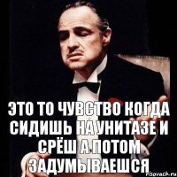 это то чувство когда сидишь на унитазе и срёш а потом задумываешся