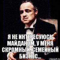 Я не интересуюсь майданом, у меня скромный, семейный бизнес...