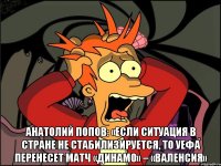  Анатолий Попов: «Если ситуация в стране не стабилизируется, то УЕФА перенесет матч «Динамо» – «Валенсия»