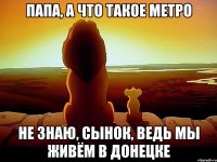 ПАПА, А ЧТО ТАКОЕ МЕТРО НЕ ЗНАЮ, СЫНОК, ВЕДЬ МЫ ЖИВЁМ В ДОНЕЦКЕ