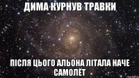 Дима курнув травки після цього Альона літала наче самолёт