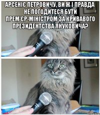 Арсеніє Петровичу, ви ж і правда не погодитеся бути прем’єр-міністром за кривавого президентства Януковича? 