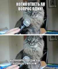 Котик ответь ан вопрос один! Ну пожайлуста я дам тебе колбаску с мяском!