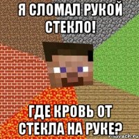 Я сломал рукой стекло! Где кровь от стекла на руке?