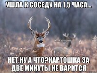 Ушла к соседу на 1,5 часа... нет,ну а что?картошка за две минуты не варится