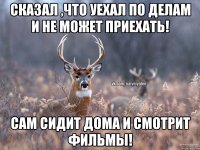 Сказал ,что уехал по делам и не может приехать! Сам сидит дома и смотрит фильмы!