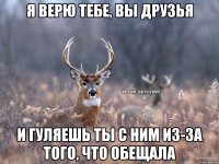 Я верю тебе, вы друзья И гуляешь ты с ним из-за того, что обещала