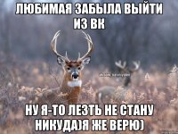 Любимая забыла выйти из вк Ну я-то лезть не стану никуда)я же верю)