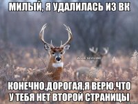 милый, я удалилась из вк конечно,дорогая,я верю,что у тебя нет второй страницы