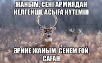 жаным, сені армиядан келгенше асыға күтемін әрине жаным, сенем ғой саған