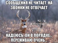 Сообщения не читает, на звонки не отвечает Надеюсь, он в порядке... Переживаю очень...