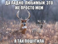 да ладно, любимый, это же просто мем я так пошутила