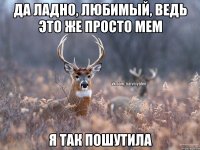 да ладно, любимый, ведь это же просто мем я так пошутила