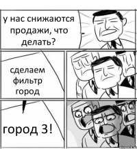 у нас снижаются продажи, что делать? сделаем фильтр город город 3!