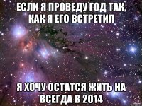 Если я проведу год так, как я его встретил я хочу остатся жить на всегда в 2о14