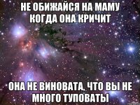 не обижайся на маму когда она кричит она не виновата, что вы не много туповаты