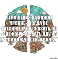 отношения на новом уровне - когда не стесняешься сказать по телефону "я ссать иду", а не "подожди секундочку"