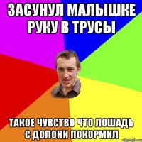 ЗАСУНУЛ МАЛЫШКЕ РУКУ В ТРУСЫ ТАКОЕ ЧУВСТВО ЧТО ЛОШАДЬ С ДОЛОНИ ПОКОРМИЛ