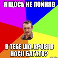 Я щось не пойняв В тебе шо, крові в носіі багато?