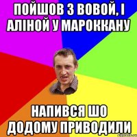 пойшов з вовой, і аліной у мароккану напився шо додому приводили