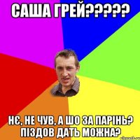 САША ГРЕЙ????? НЄ, НЕ ЧУВ, А ШО ЗА ПАРІНЬ? ПІЗДОВ ДАТЬ МОЖНА?